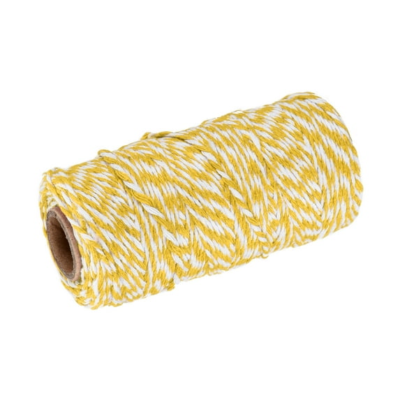Twine Packing String Wrapping Cotton Twine 100M Yellow and White Rope for Gift Wrapping Twine