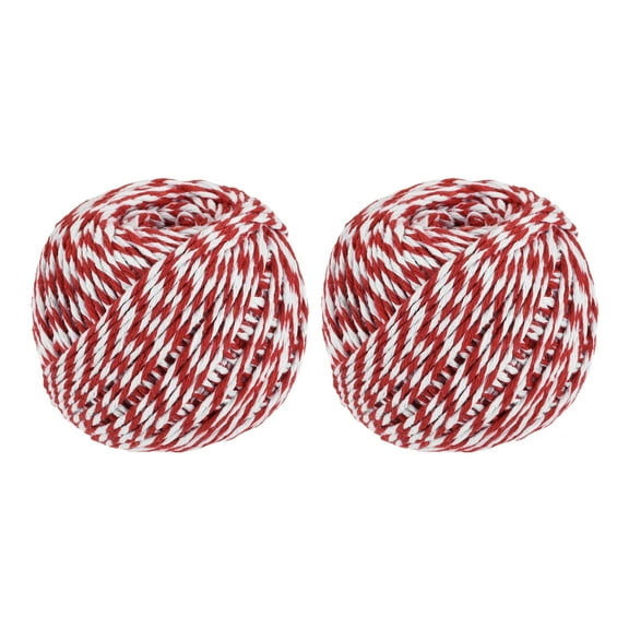 Twine Packing String Wrapping Cotton Twine 75M Red and White Rope for Gift Wrapping Twine, Pack of 2