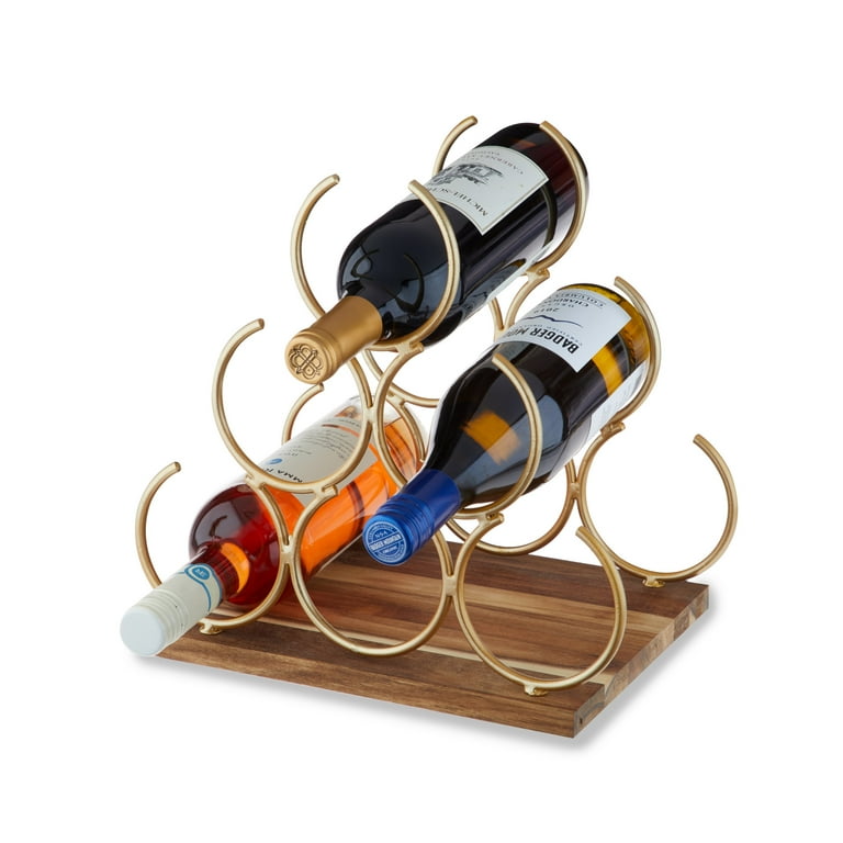 Twine Pyramid 6 Bottle Wood Wine Rack Holds 6 Standard Wine