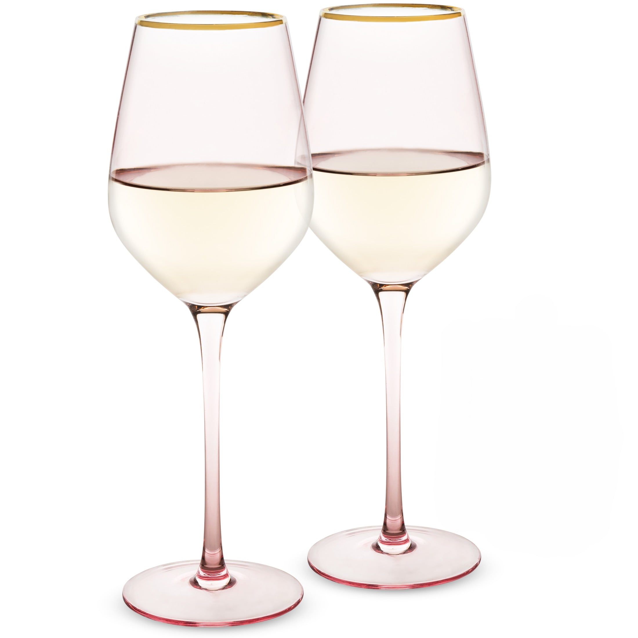 Twine Rose White Wine Glasses for Holiday, Birthday Gifts, Set of 2 14 oz