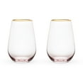 thumbnail image 1 of Twine Rose Wine Glasses with Gold Rim for Party Gifts, 18oz Set of 2, 1 of 8