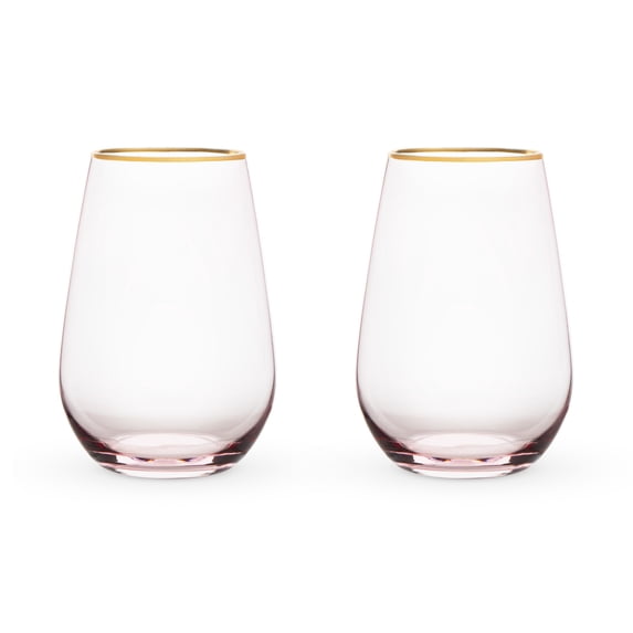 Twine Rose Wine Glasses with Gold Rim for Party Gifts, 18oz Set of 2