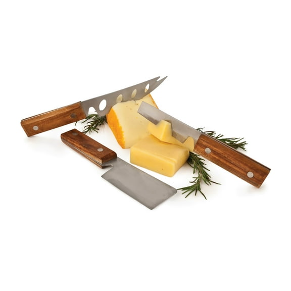 Twine Rustic Cheese Knife, Soft and Hard Cheese Charcuterie Tools, Set of 3