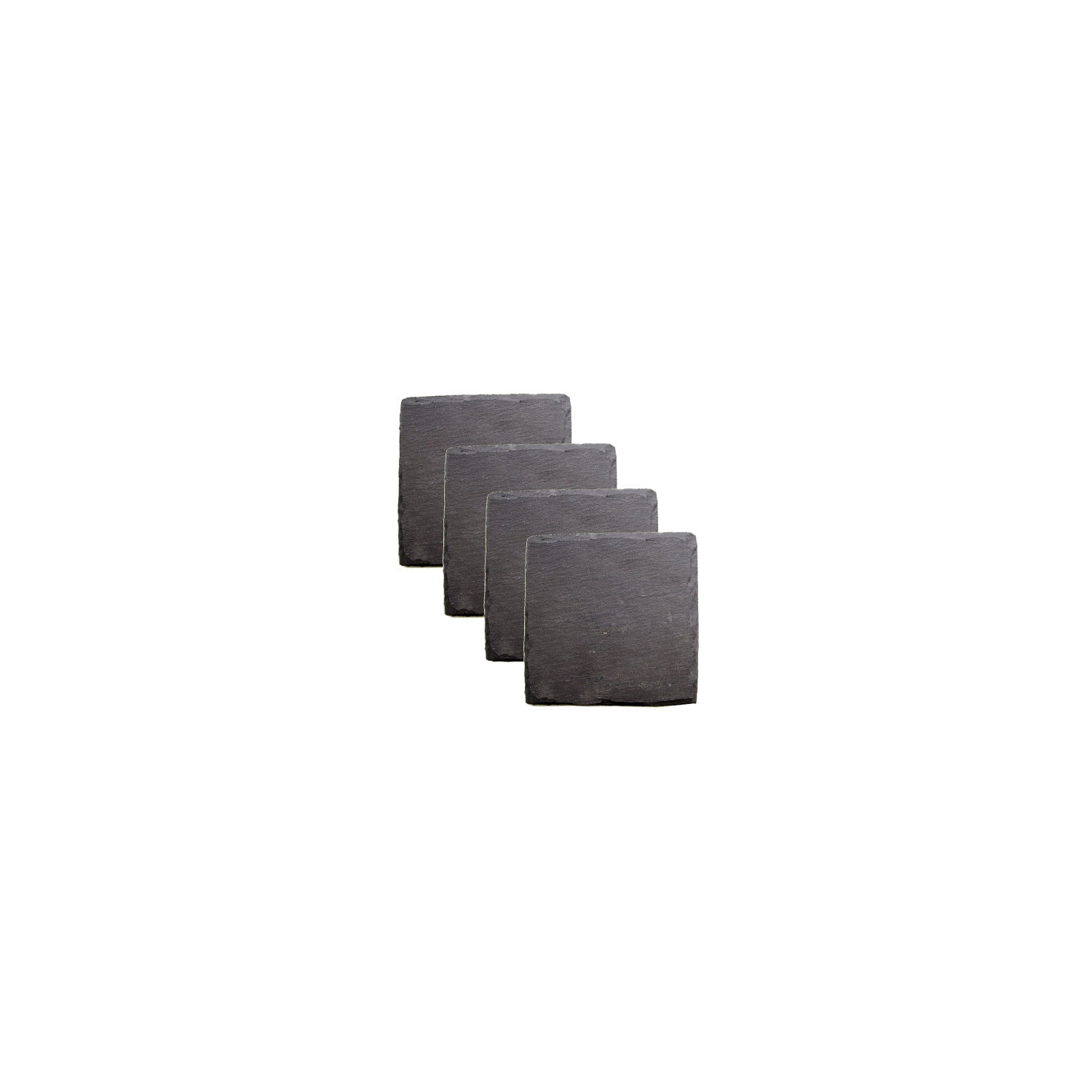 Twine Black Slate Square Coasters with Velvet Backing, Set of 4