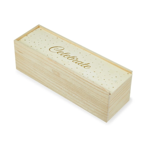 Twine Starlight Single Wooden Wine Box with Sliding Lid, Wine Gift Box