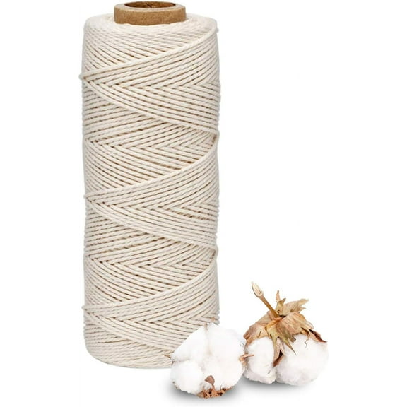 Twine String 1MM - White Cotton Cord for Cooking, Trussing, Tying Poultry, Meat, Sausage, Rotisserie (100M)