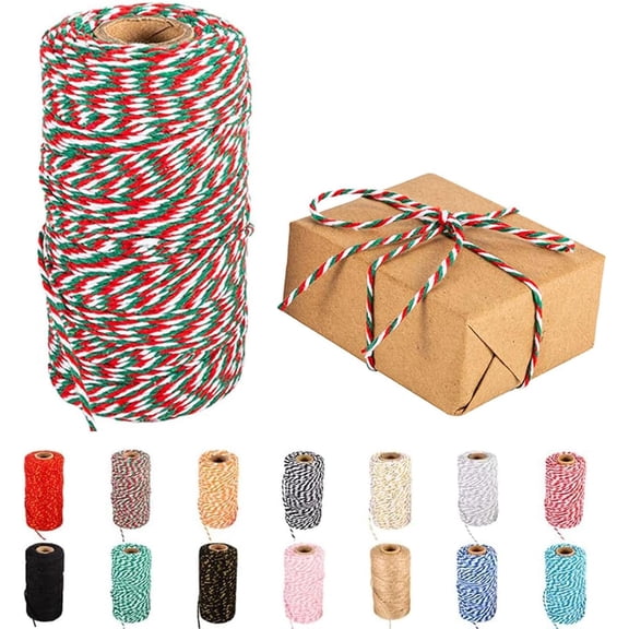 Twine String, 328 Feet Cotton Twines, Bakers String Rope, Craft Making Knitting Tags Twine, Durable Packing String, DIY Wedding Decor Supply Christmas Wrapping String Rope