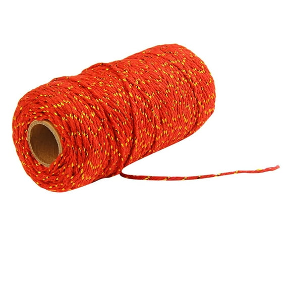 Twine String 39.37 Inch Bakers Twine White Silver Rope Craft Making Knitting Macrame Rope DIY Wedding Decor Supply Christmas Wrapping Butchers String Rope, Golden Red