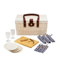 thumbnail image 1 of Twine Tahoe Cream Picnic Basket for 4, Party and Outdoor Gifts 28 Piece Set, 1 of 9