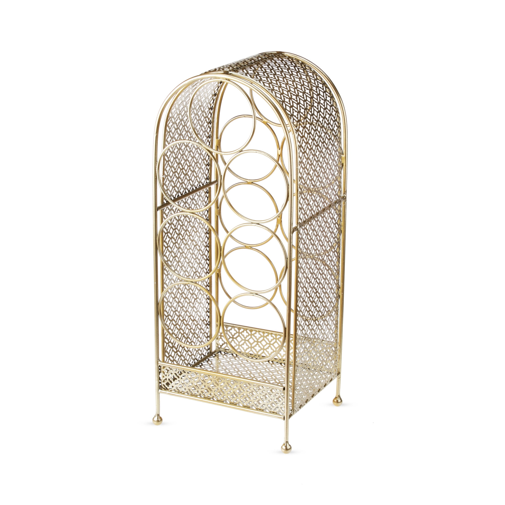 Gold Cast Iron 7-Bottle Trellis Wine Rack
