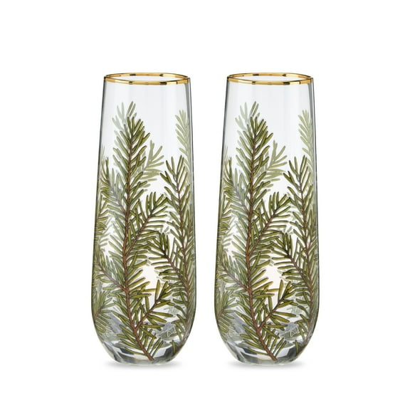 Twine Woodland Stemless Champagne Flutes, Wedding Gifts, Party 8oz Set of 2