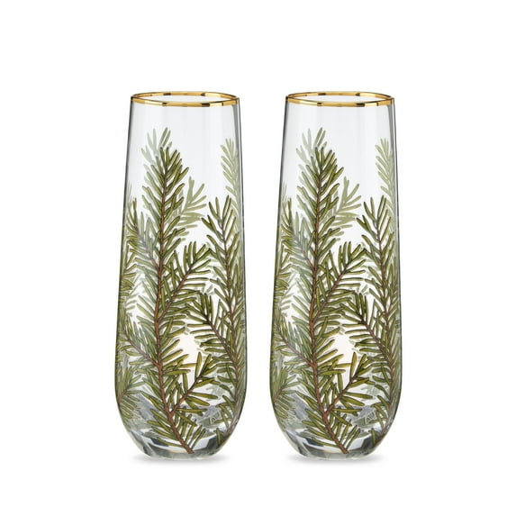 Twine Woodland Stemless Champagne Flutes, Wedding Gifts, Party 8oz Set of 2