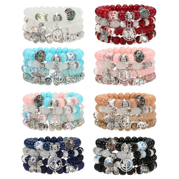 Twinfree Bohemian Christmas Theme Stackable Bracelets Includes 8 Sets, 75
