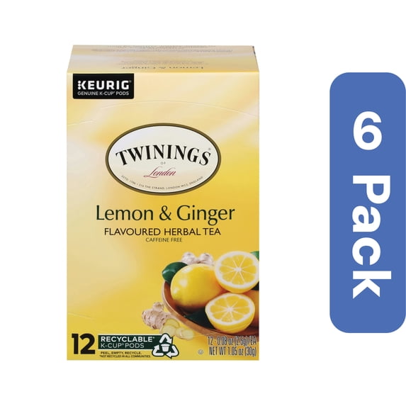 Twining Lemon Ginger Tea K-Cups 1.27 oz (Pack Of 6)