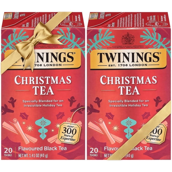 Twinings Christmas Tea - Black Tea Blended with Spicy and Aromatic Clove and Cinnamon, Tea Bags Individually Wrapped, 20 Count Ea (Pack of 2)