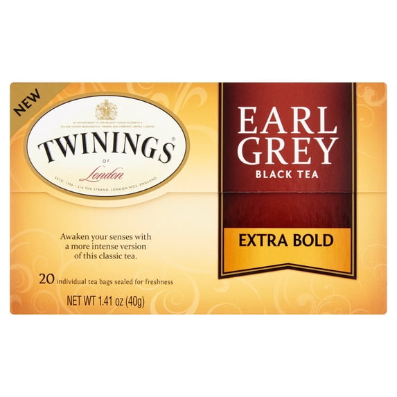 Twinings of London Extra Bold Earl Grey Black Tea, 20 count, 1.41 oz, 6 pack