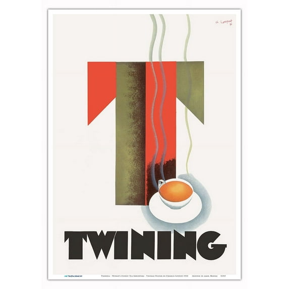 Twining - World’s Oldest Tea Importers - Vintage Advertising Poster by Charles Loupot c.1930 - Master Art Print 10in x 14in
