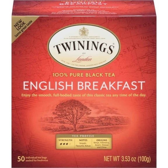 Twinings 100% Pure Black Tea English Breakfast -- 50 Tea Bags Pack of 4