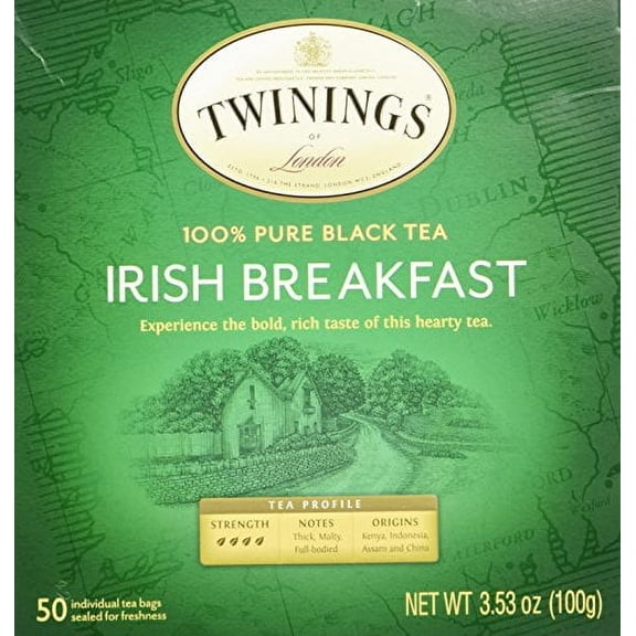 Twinings 100% Pure Black Tea Irish Breakfast -- 50 Tea Bags