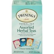Twinings Assorted Herbal Teas Bags, 4 Flavour Variety Pack, Caffeine Free, (6) 20 Count Boxes (120 Ct.)