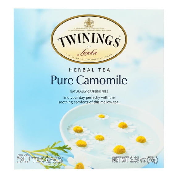 Twinings Caffeine Free Pure Camomile Herbal Tea Bags, 50 Ct