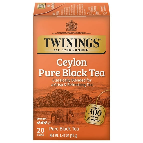 Twinings Ceylon Pure Black Tea - A Crisp, Refreshing Black Tea 20 Count (Pack of 2)