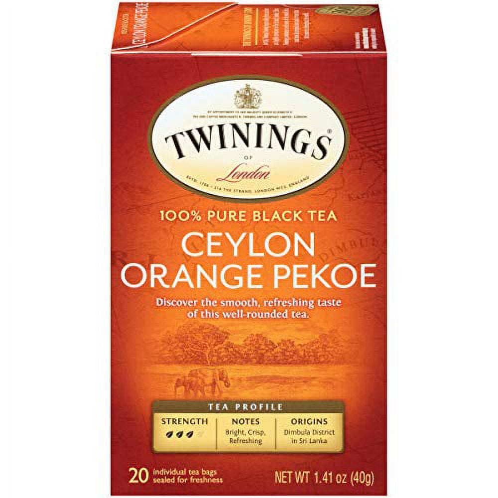 Twinings Ceylon Orange Pekoe Tea Individually Wrapped Tea Bags, 20