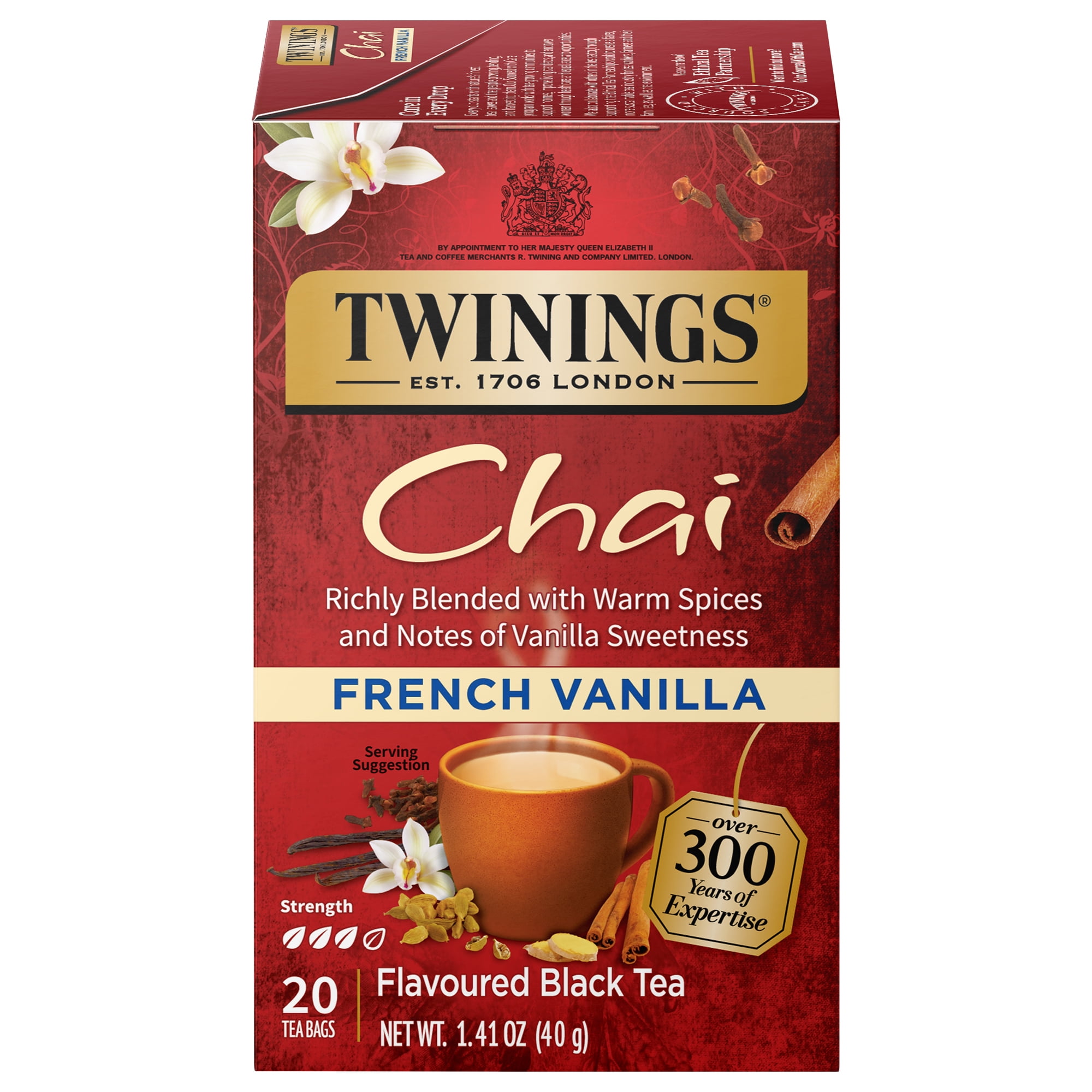 Twinings Chai French Vanilla Black Tea Bags, 20 Count Box