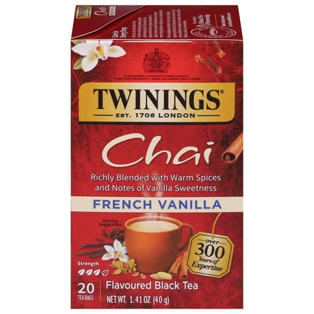 Twinings Chai French Vanilla Black Tea Bags, 20 Count Box