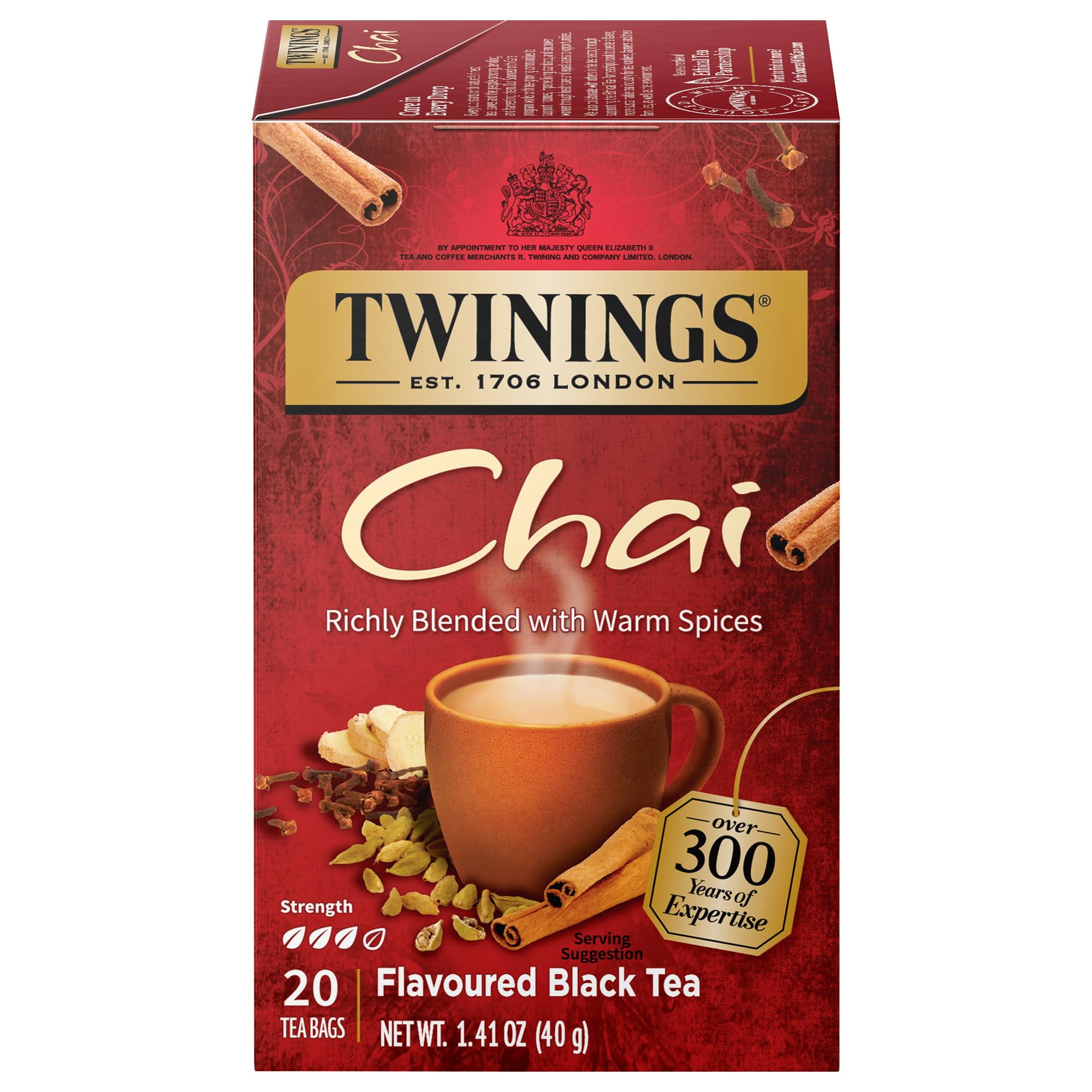 Twinings Chai Individually Wrapped Black Tea Bags, Sweet, Savoury