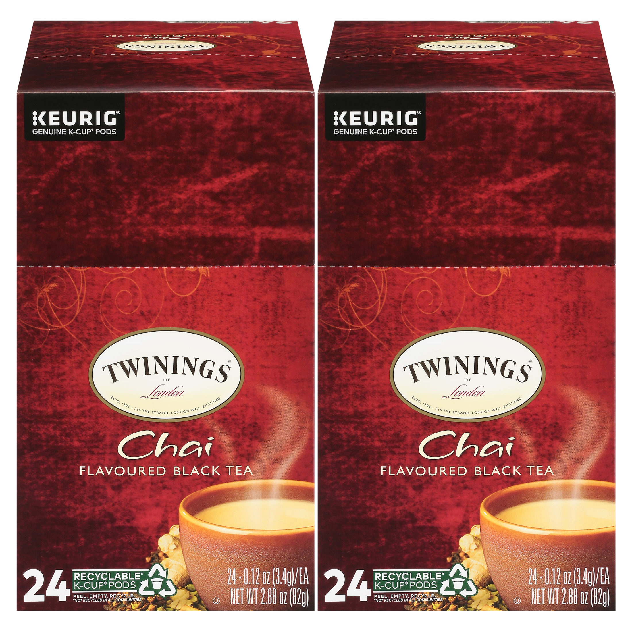(2 pack) Twinings Chai Latte KCup® Pods for Keurig, Sweetened