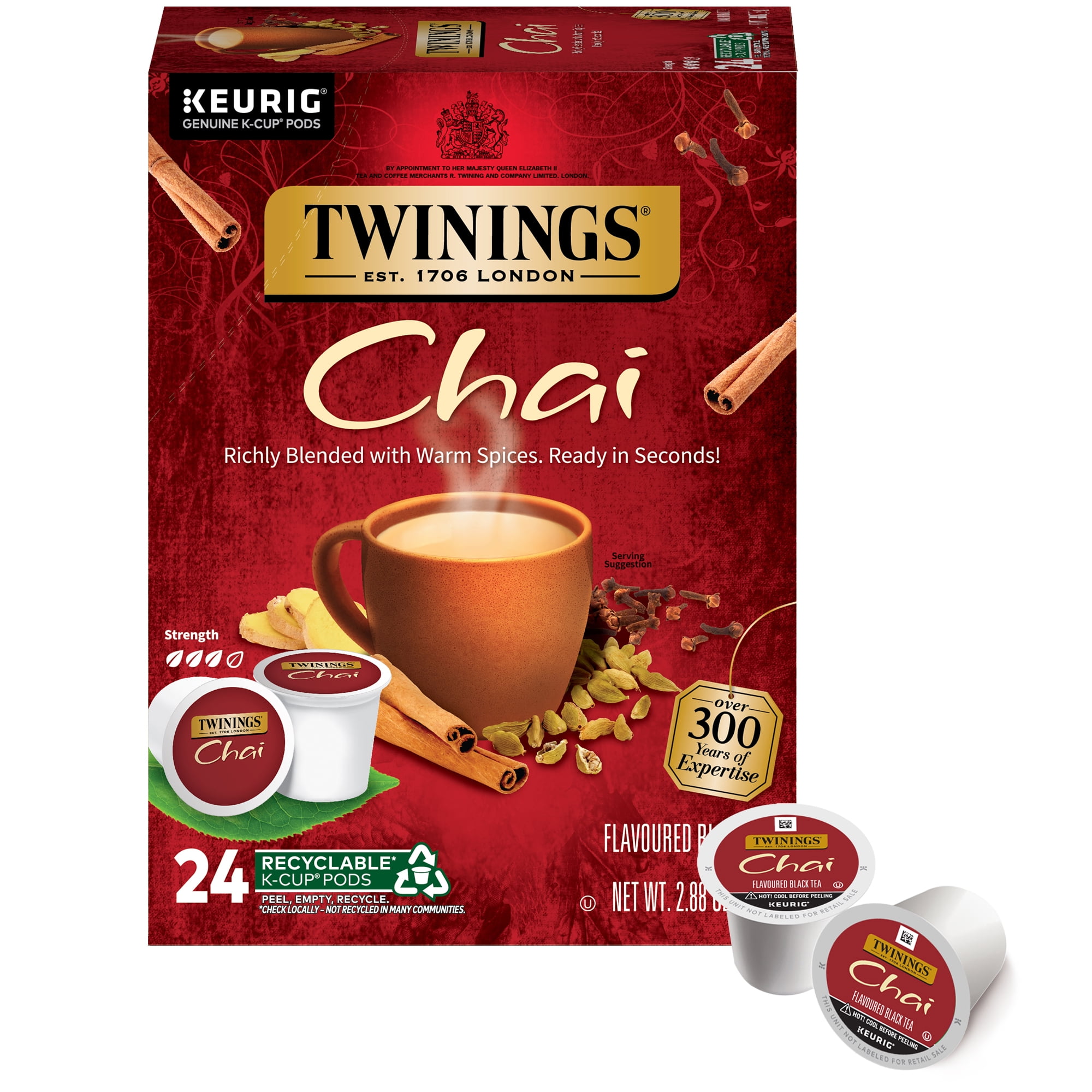 Twinings Brandclub Twinings Chai Latte K Cup Pods for Keurig Sweetened Flavoured Black Tea 24 Count