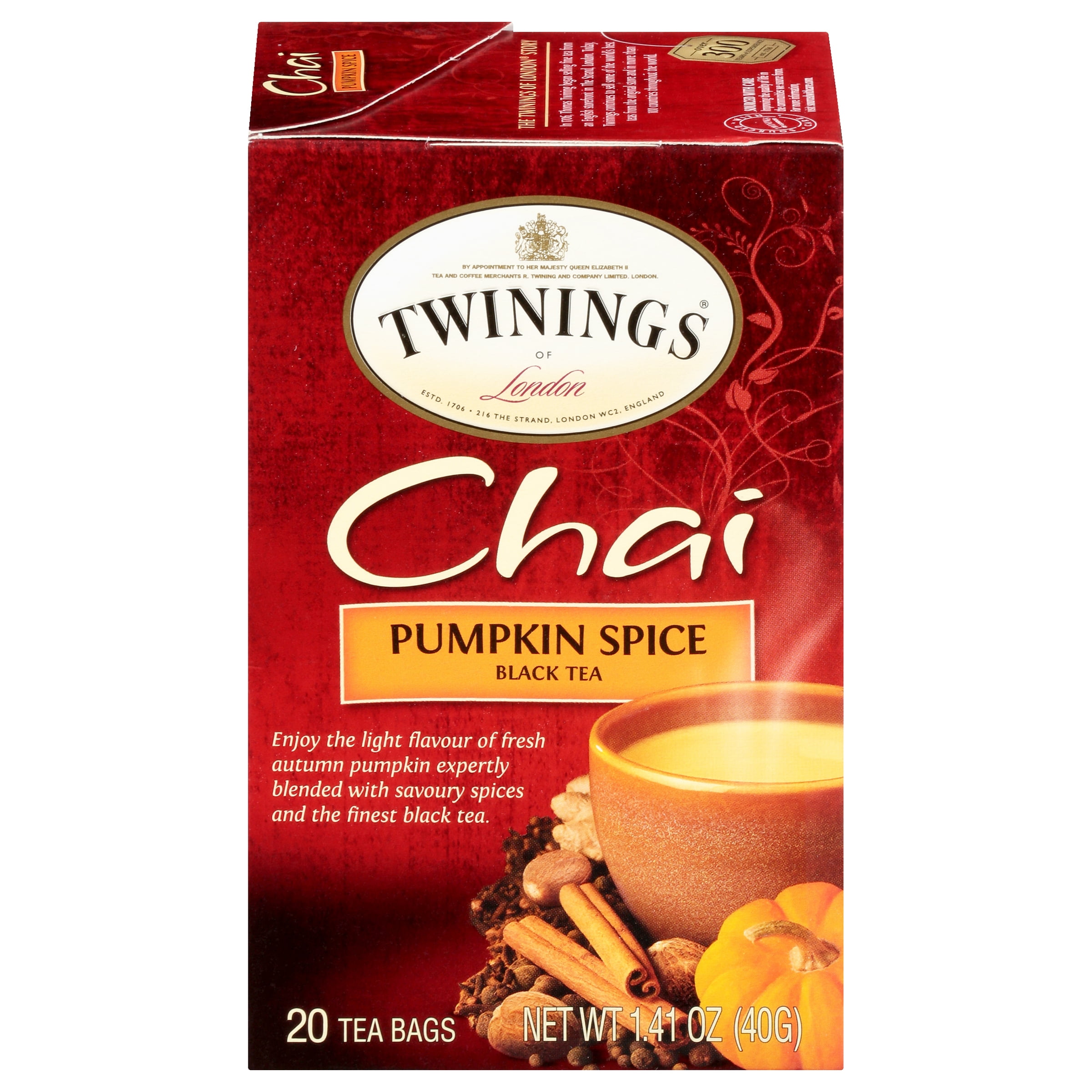 Twinings Chai Pumpkin Spice Black Tea Bags, 20 Count