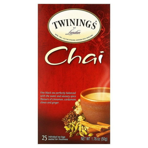 Twinings, Chai Tea, 25 Tea Bags, 1.76 oz