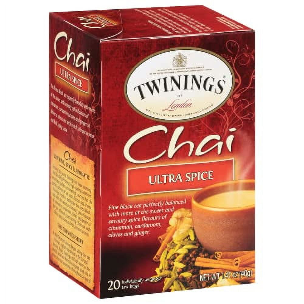 Twinings Chai Tea, Ultra Spice Chai Tea Bags with Cinnamon, Ginger, Cardamon, Clove for a Spicy