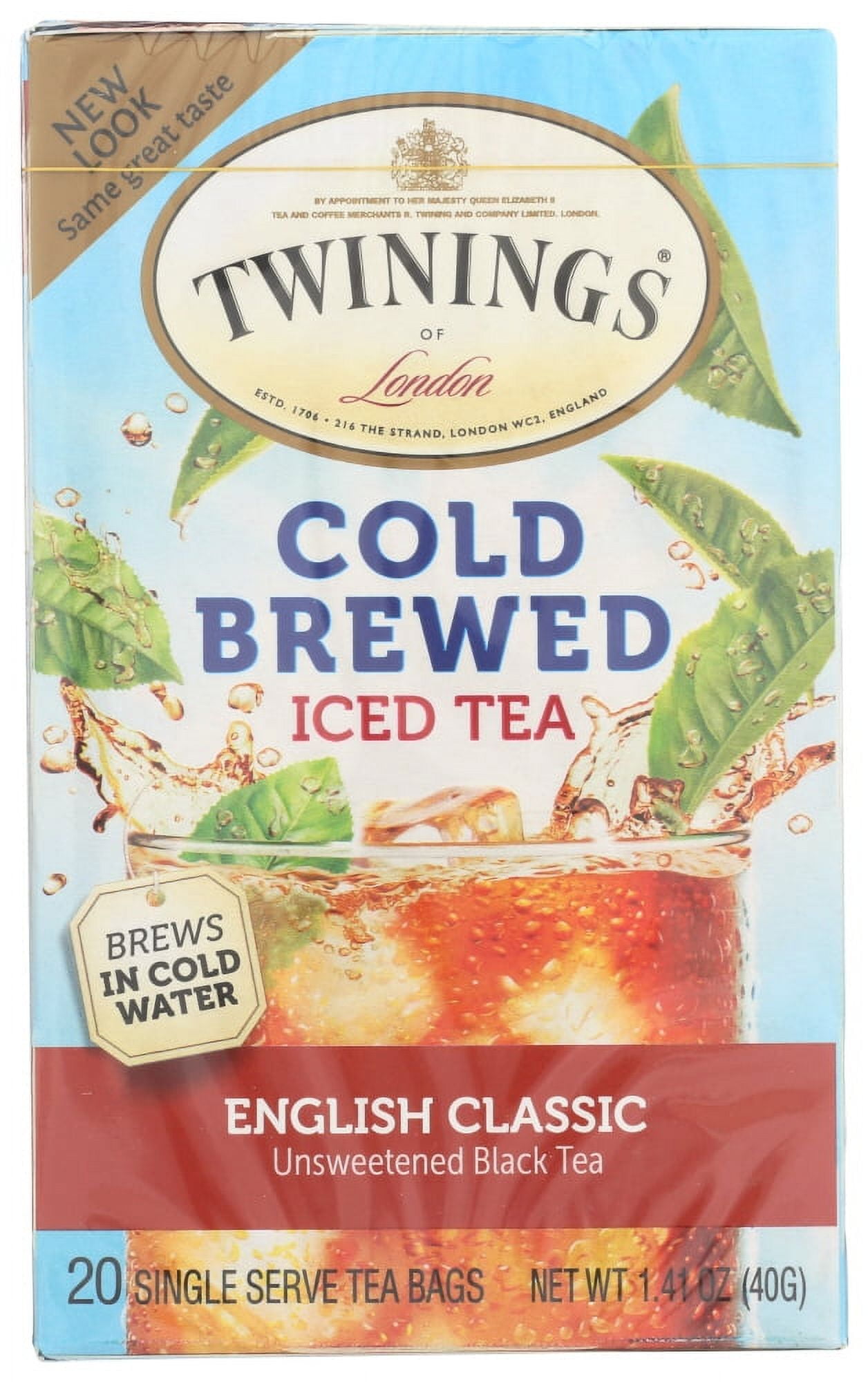 Twinings Cold Brewed Iced Tea Bags, English Classic Unsweetened Black