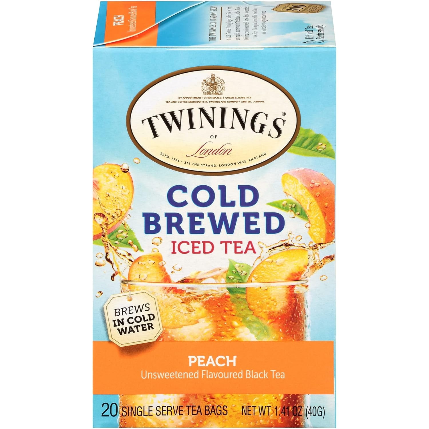 Twinings Cold Brewed Iced Tea Bags, Peach Ready in 5 Minutes