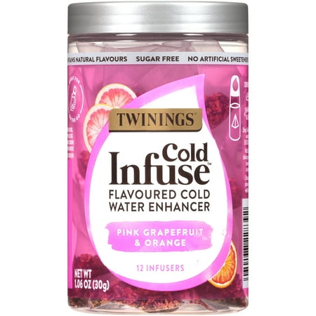 Twinings Cold Infuse Pink Grapefruit & Orange Tea, 12 Count, Caffeine-Free Infusion