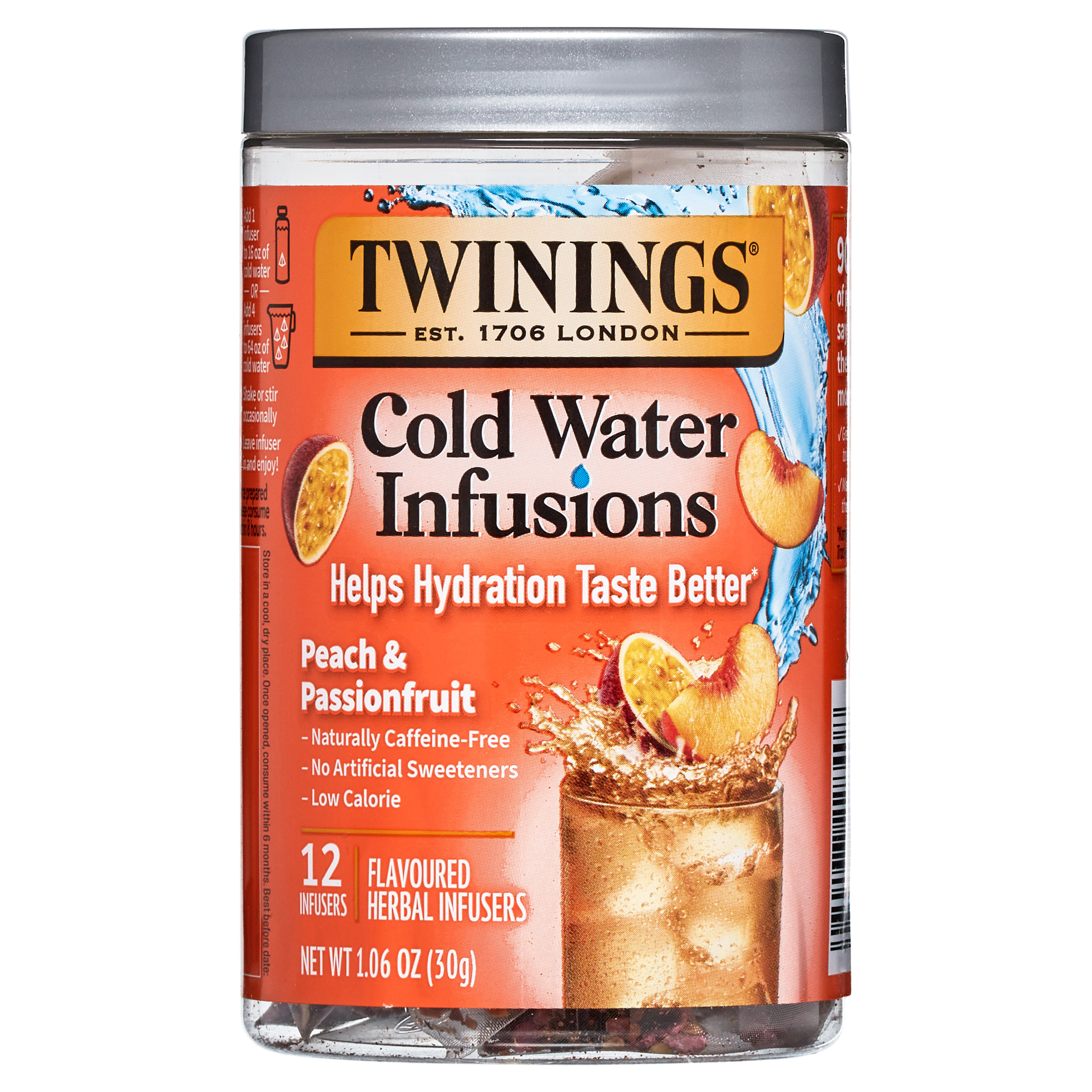 Twinings Cold Water Infusions, Peach & Passionfruit Infuser Bags, 12 Count Canister - image 1 of 13