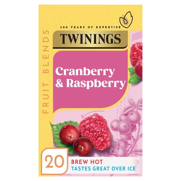 Twinings Cranberry & Raspberry Tea Bags 20 Pack 40g, Imported from Britain