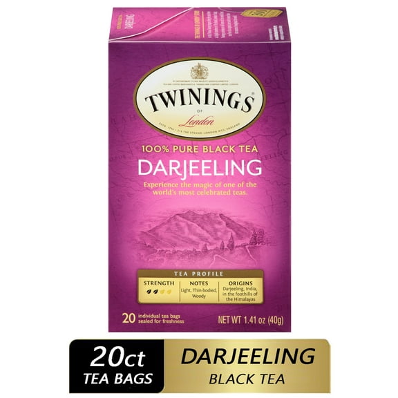 Twinings Darjeeling Himalayan Pure Black Tea Bags, 20 Count Box