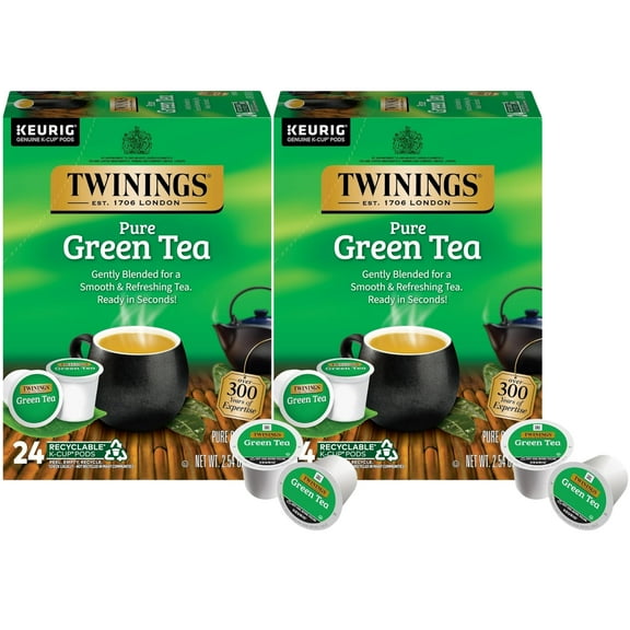 Twinings Decaffeinated Green Tea K-Cup Pods For Keurig, 24 Count (Pack Of 2), Smooth Flavour, Enticing Aroma, Enjoy Hot Or Iced