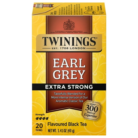 Twinings Earl Grey Extra Strong Black Tea Bags, 20 Count Box