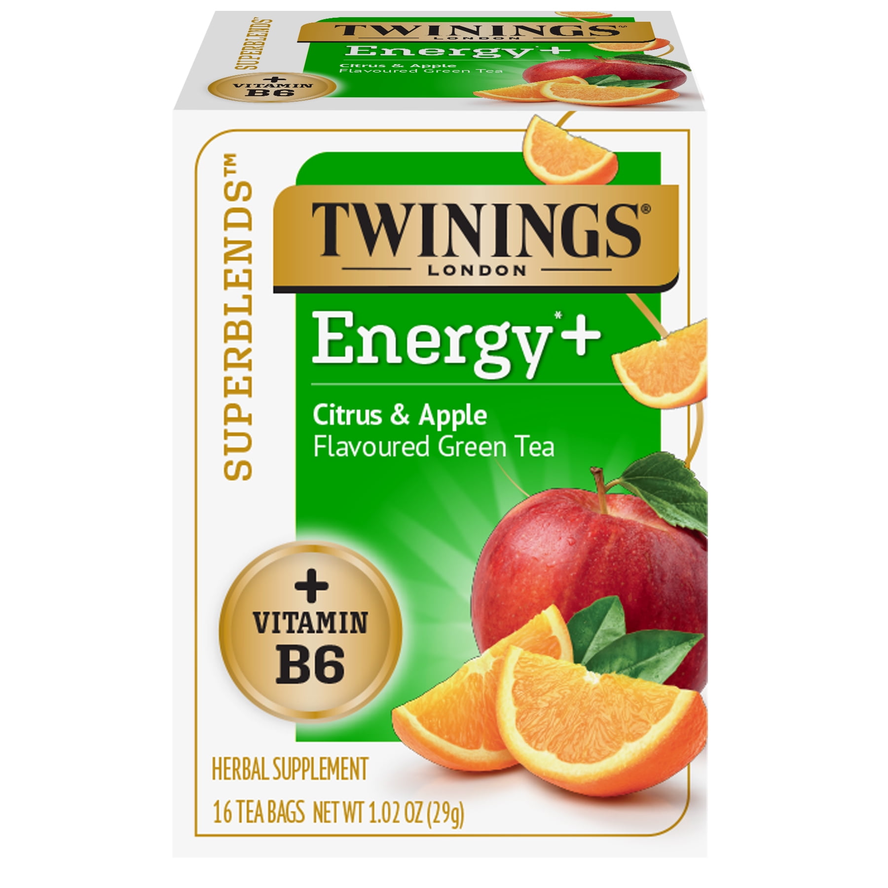 Twinings Energy Vitamin B6 Citrus Apple Green Tea Bags 16 Count Box twinings-energy-vitamin-b6-citrus-apple-green-tea-bags-16-count-box