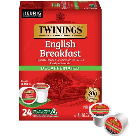 Twinings English Breakfast Decaffeinated K-Cup® Pods for Keurig, Pure Black Tea, 24 Count