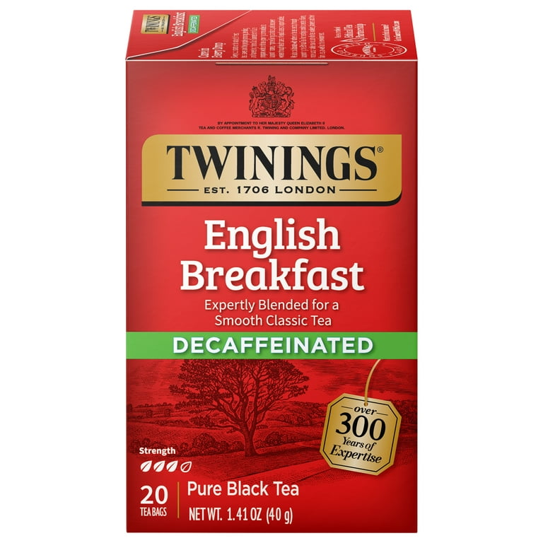 Twinings of London Decaffeinated English Breakfast Tea - 20 bags, 1.41 oz box