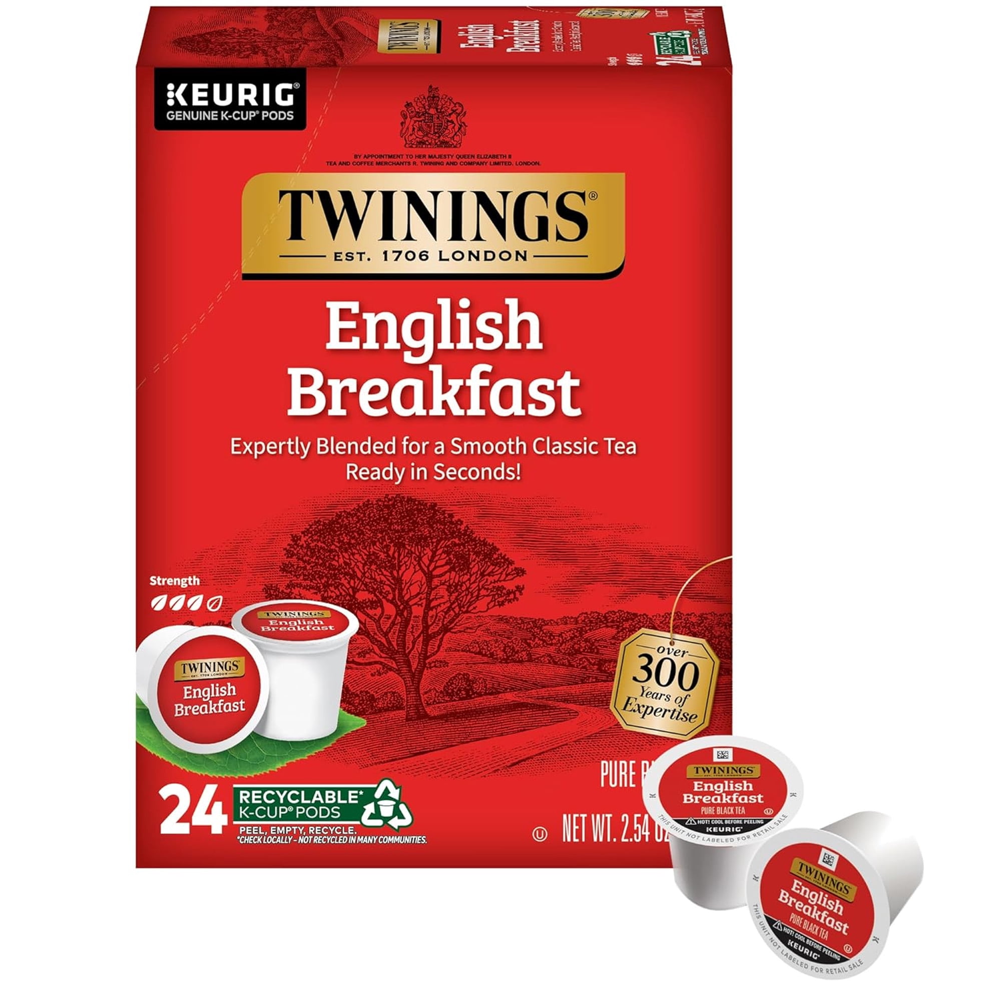 Twinings English Breakfast Black Tea K-Cup Pods, Naturally Caffeinated, Robust, 24 Count