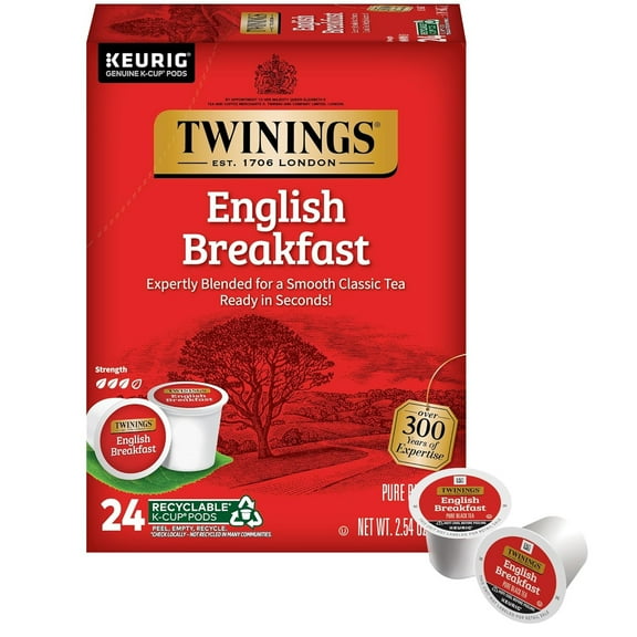 Twinings English Breakfast K-Cup Pods for Keurig, Pure Black Tea, 24 Count