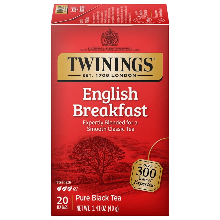 Twinings English Breakfast Black Tea Bags 20 Count, Full-Bodied