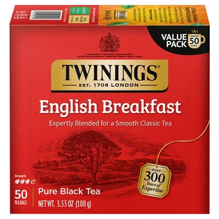 Twinings English Breakfast Pure Black Tea Bags, 50 Count Box